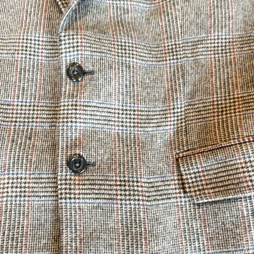 Jos A Bank Blazer Mens 42C Brown Plaid Camelhair Tweed Sport Coat Notch Lapel - Picture 6 of 14
